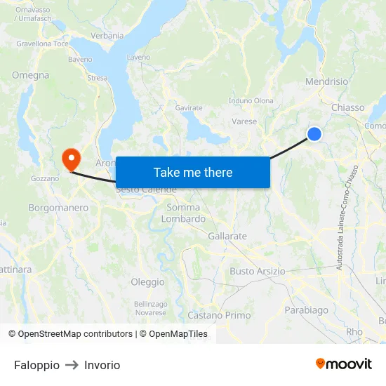 Faloppio to Invorio map