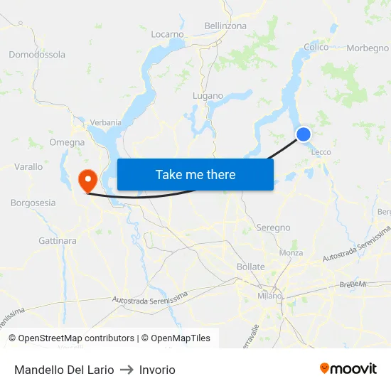 Mandello Del Lario to Invorio map