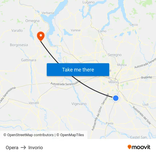 Opera to Invorio map