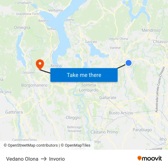 Vedano Olona to Invorio map