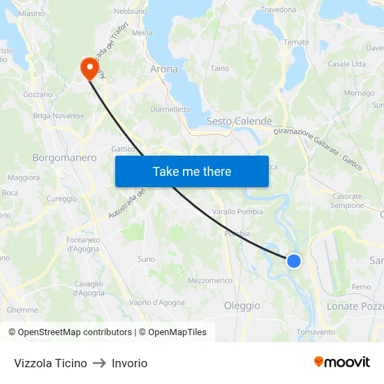 Vizzola Ticino to Invorio map