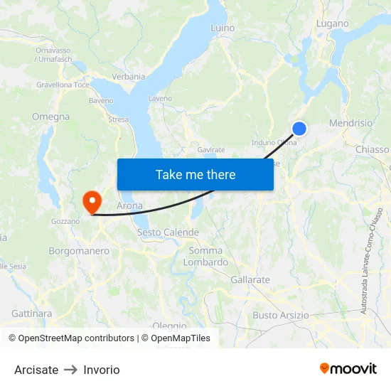 Arcisate to Invorio map