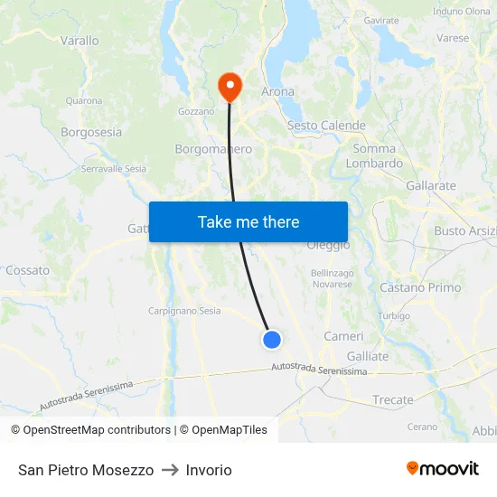 San Pietro Mosezzo to Invorio map