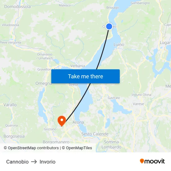Cannobio to Invorio map