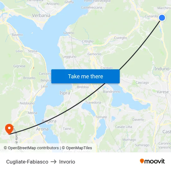 Cugliate-Fabiasco to Invorio map