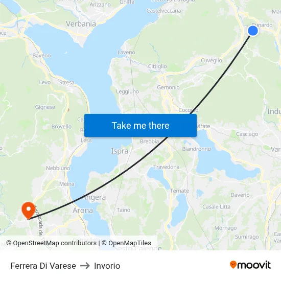 Ferrera Di Varese to Invorio map