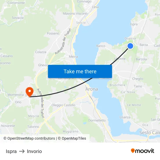 Ispra to Invorio map