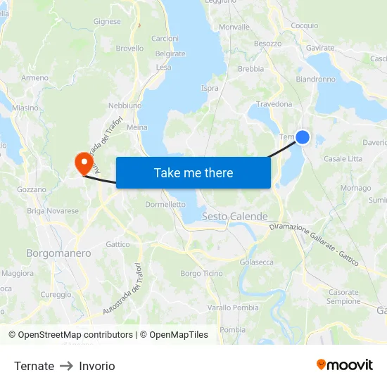 Ternate to Invorio map