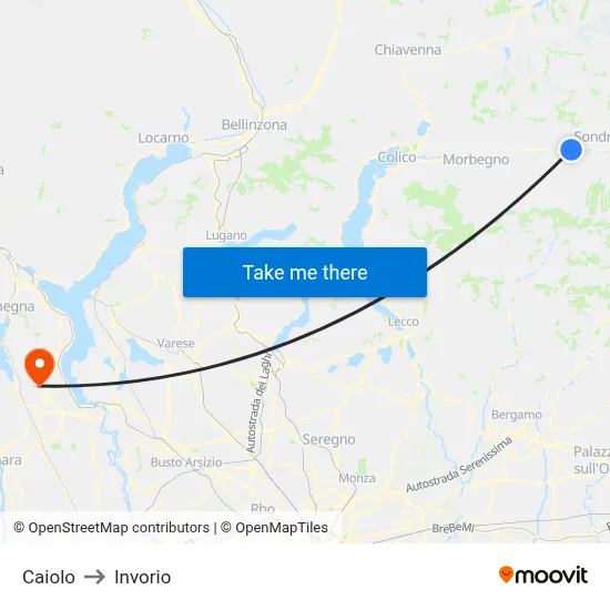 Caiolo to Invorio map