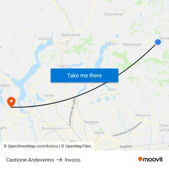 Castione Andevenno to Invorio map