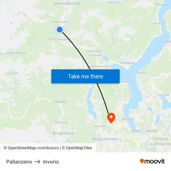 Pallanzeno to Invorio map