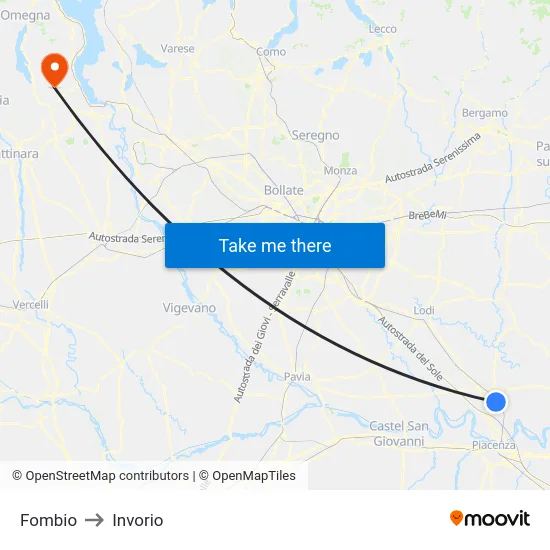 Fombio to Invorio map