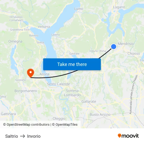 Saltrio to Invorio map