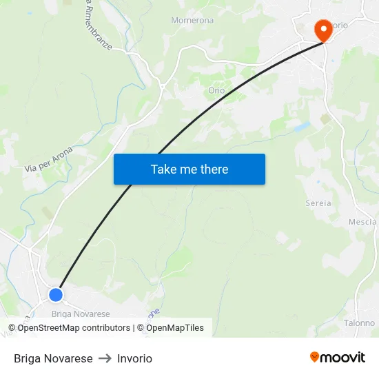 Briga Novarese to Invorio map