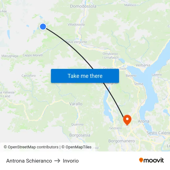 Antrona Schieranco to Invorio map
