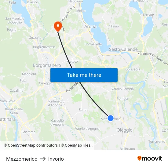 Mezzomerico to Invorio map