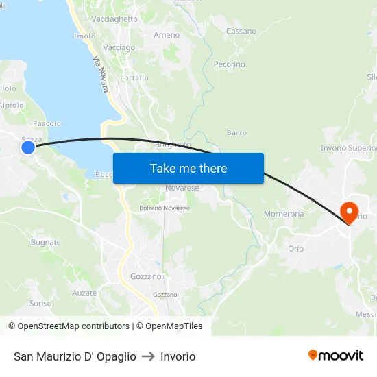San Maurizio D' Opaglio to Invorio map