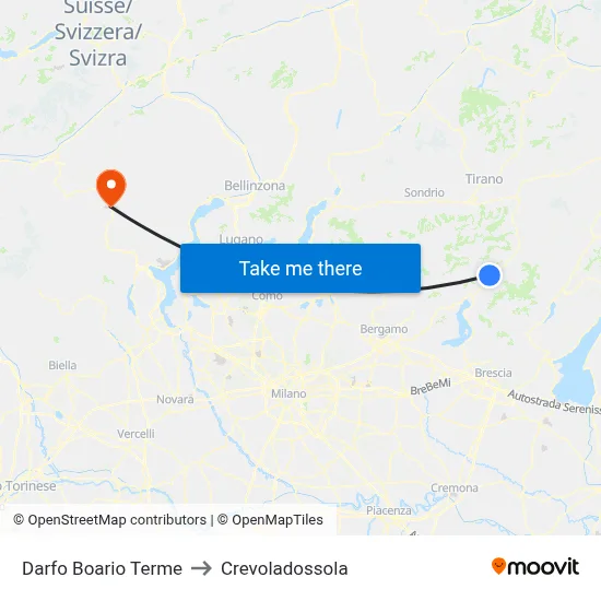 Darfo Boario Terme to Crevoladossola map