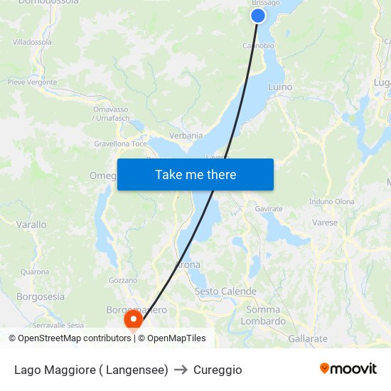 Lago Maggiore ( Langensee) to Cureggio map