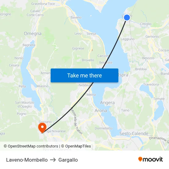 Laveno-Mombello to Gargallo map