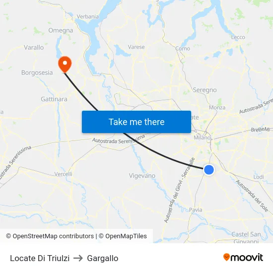 Locate di Triulzi to Gargallo map