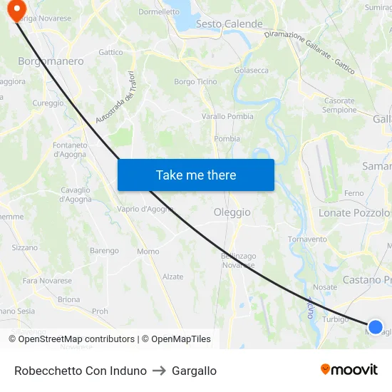 Robecchetto Con Induno to Gargallo map