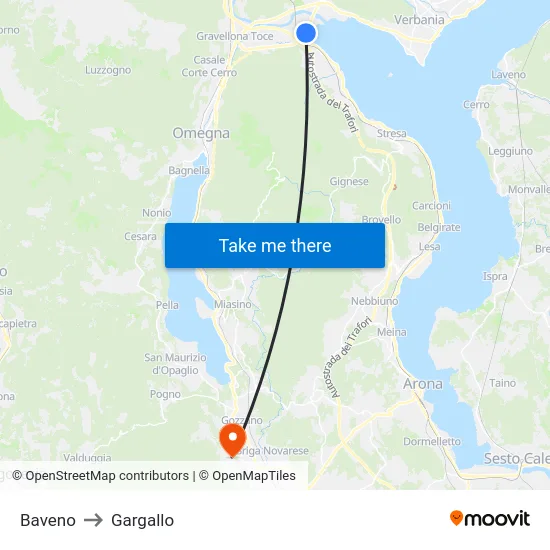 Baveno to Gargallo map