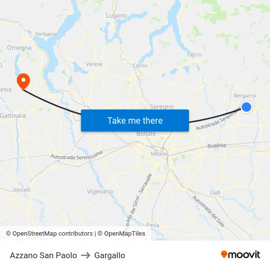 Azzano San Paolo to Gargallo map