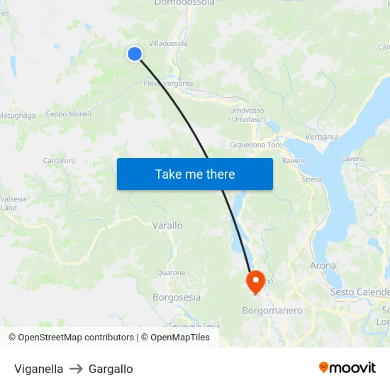 Viganella to Gargallo map