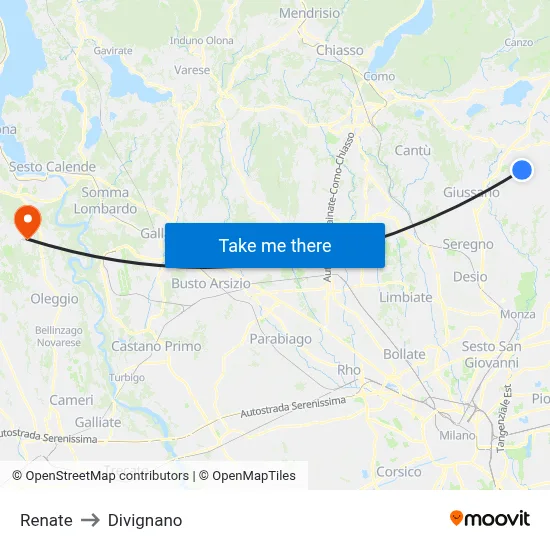 Renate to Divignano map