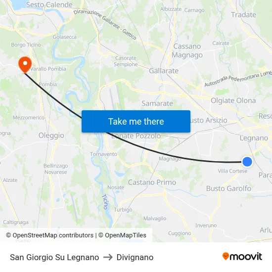 San Giorgio Su Legnano to Divignano map