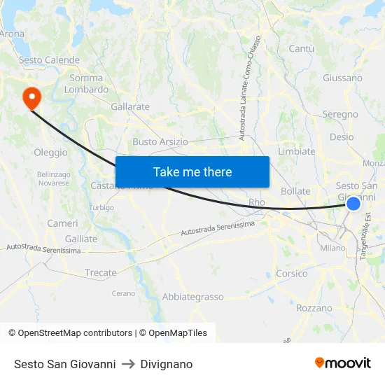 Sesto San Giovanni to Divignano map