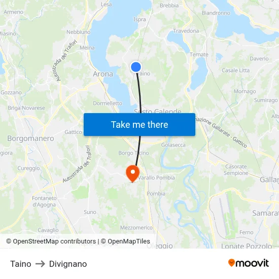 Taino to Divignano map