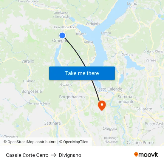 Casale Corte Cerro to Divignano map