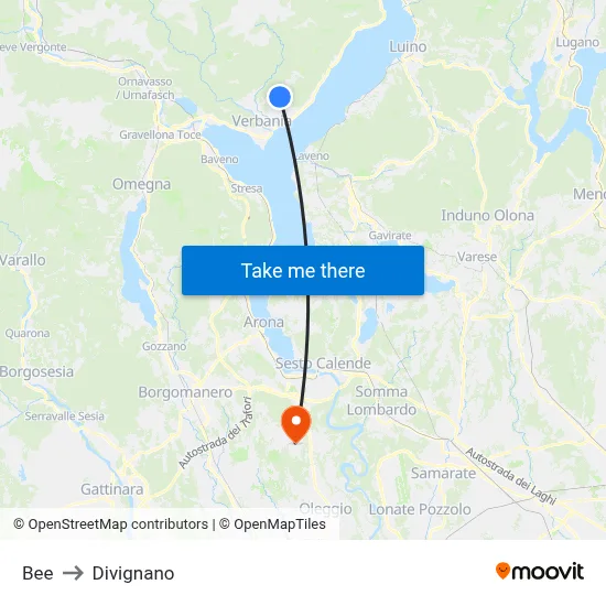 Bee to Divignano map