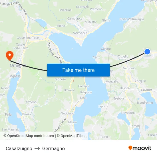 Casalzuigno to Germagno map