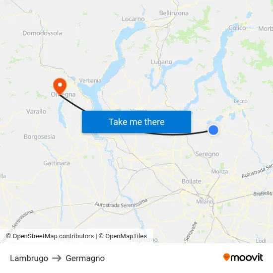 Lambrugo to Germagno map