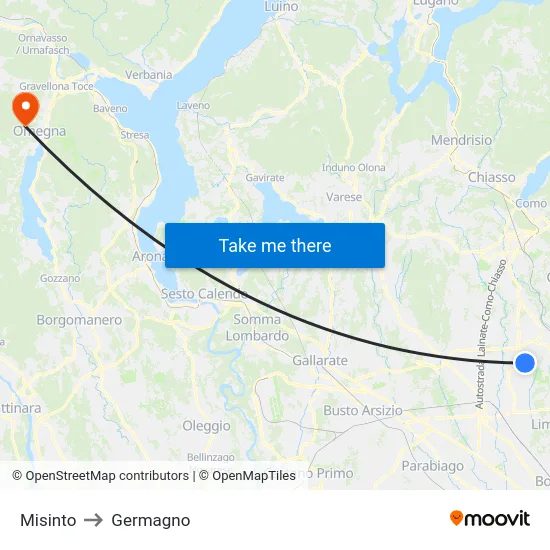Misinto to Germagno map