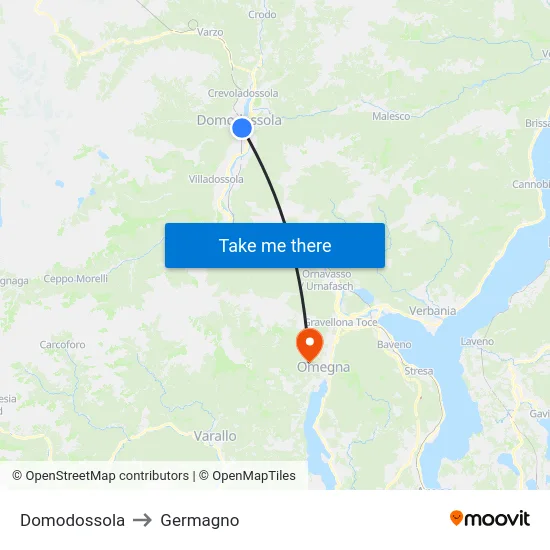 Domodossola to Germagno map