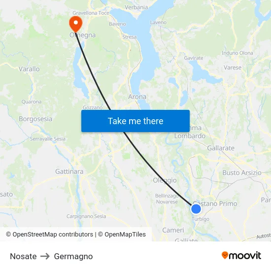 Nosate to Germagno map
