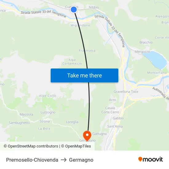 Premosello-Chiovenda to Germagno map