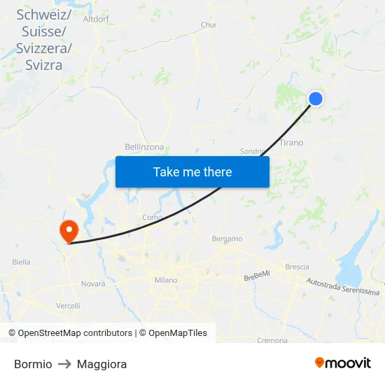 Bormio to Maggiora map