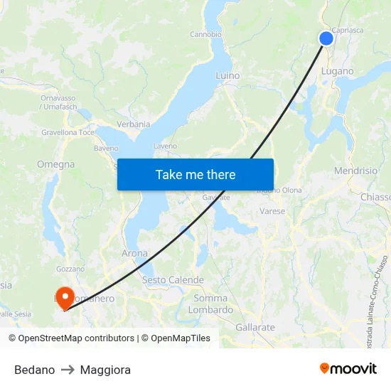 Bedano to Maggiora map