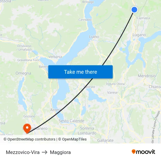 Mezzovico-Vira to Maggiora map