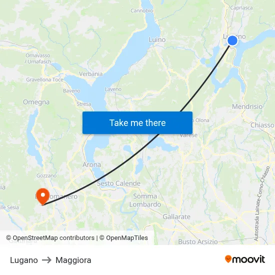 Lugano to Maggiora map