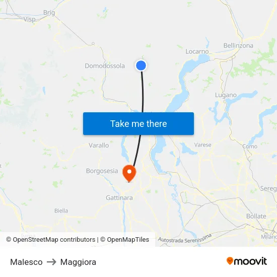 Malesco to Maggiora map