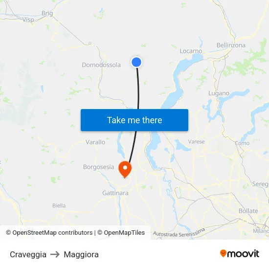 Craveggia to Maggiora map