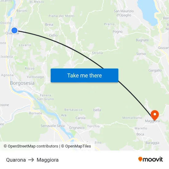 Quarona to Maggiora map
