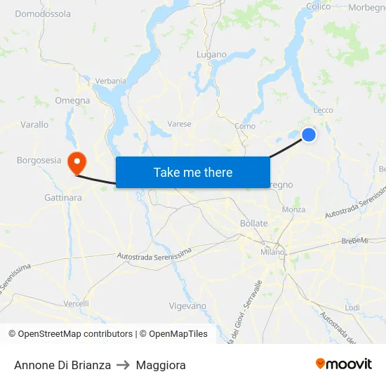 Annone Di Brianza to Maggiora map