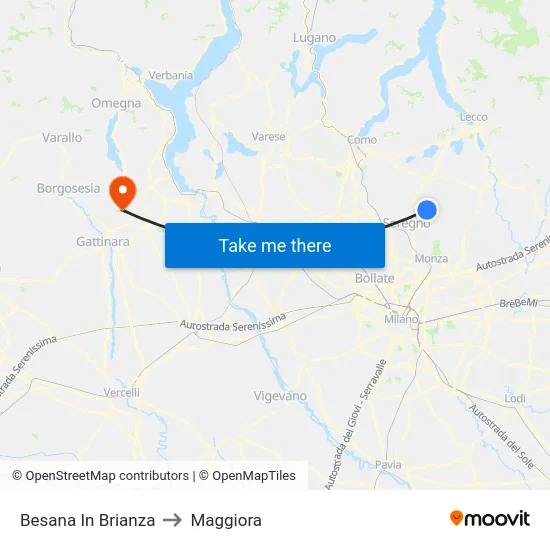Besana In Brianza to Maggiora map